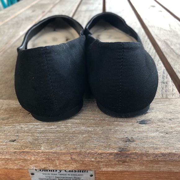 Black Faux Suede Point Toe Flats - Picture 7 of 7